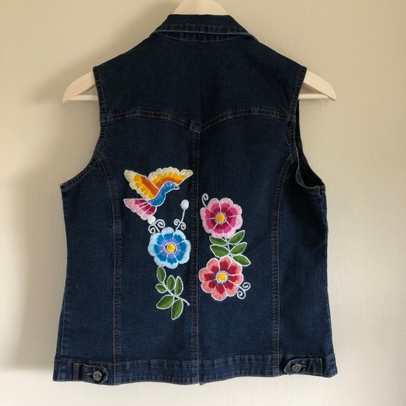 Mackee Jackets & Blazers - Beautifully Embroidered Denim Vest 100% Cotton